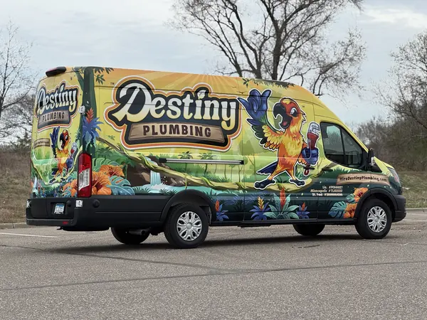 Destiny Plumbing high-roof van wrap