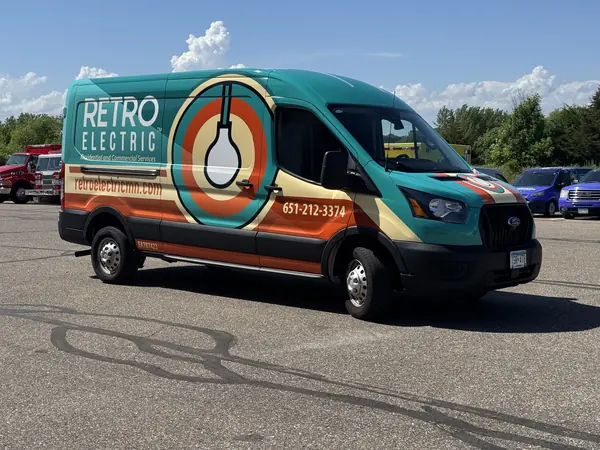 Retro Electric cargo van wrap